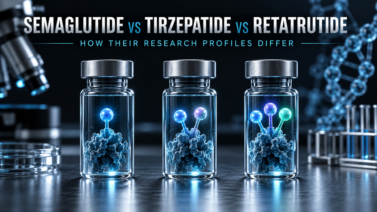 Semaglutide vs Tirzepatide vs Retatrutide research profile comparison