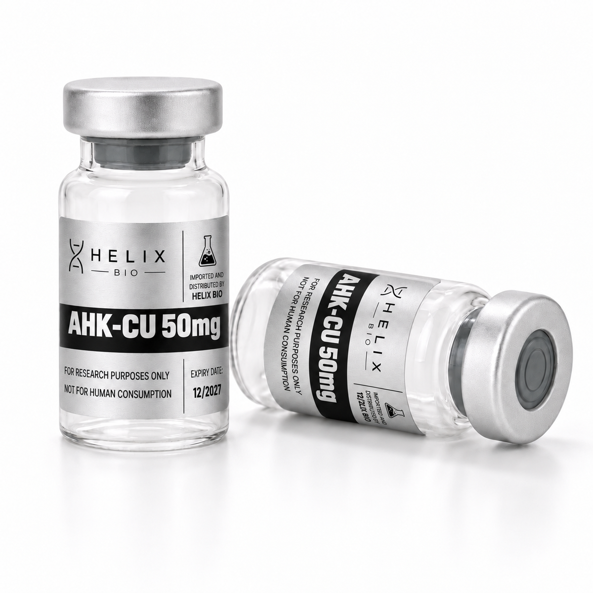 Two Helix Bio AHK-Cu 50mg copper tripeptide research vials